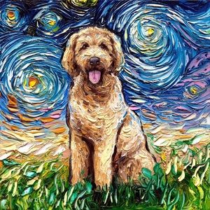 Golden Doodle Night Canvas Bag By Museum Artist Aja Trier /0140